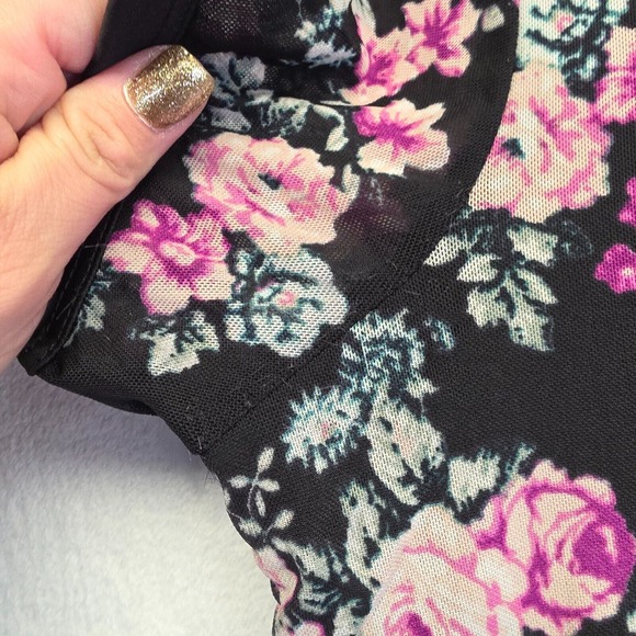 No Comment Dress Womens‎ L Fairygrunge Festival Micromesh EDM Floral Tunic Mini - Picture 8 of 16